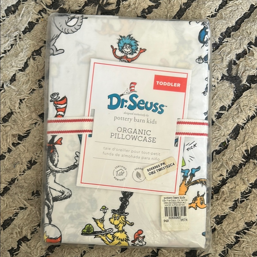 Two Pottery Barn Kids Dr. Seuss Organic Toddler Pillowcases